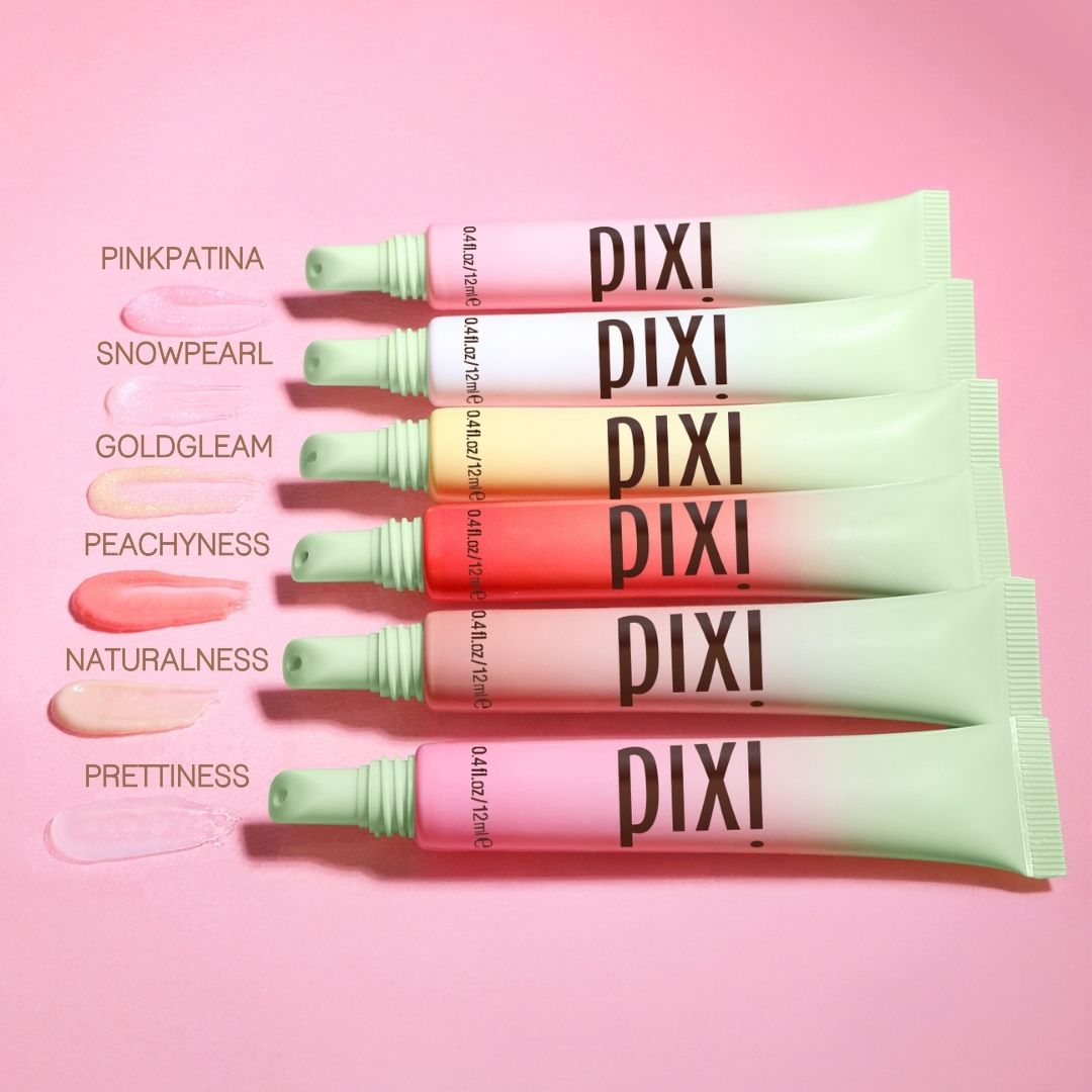 LipTone images including Shade names - PinkPatina, SnowPearl, GoldGleam, Peachyness, Naturalness, Prettiness