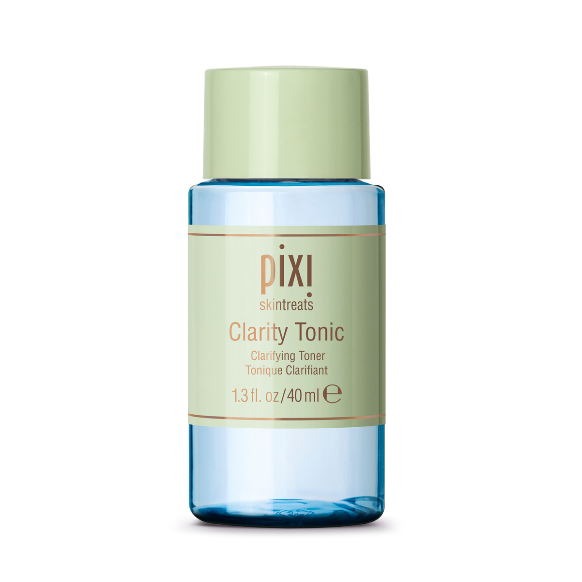 Pixi Skintreats Clarity Tonic in a 40 ml clear bottle with a light green cap and a light green label, shown on a white background.